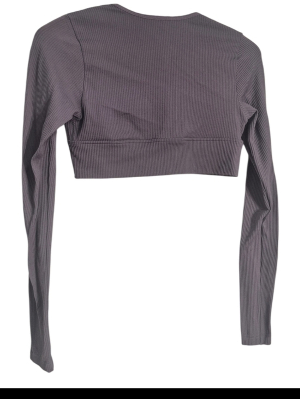 Garage Ribbed Long-Sleeve V-Neck Crop Top in Dusty Mauve, Sz S - Picture 4 of 4